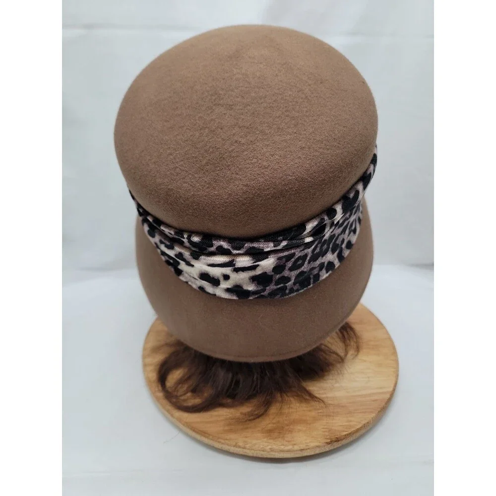 Womens Adora Wool Cloche Hat With Leopard Print Detail One Size